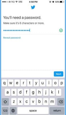 از شما یک پسورد می خواهد min - آموزش ساخت حساب کاربری توییتر