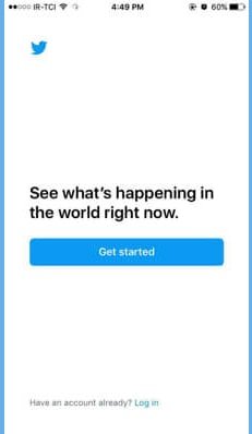 اول گزینه get started را بزنید. min - آموزش ساخت حساب کاربری توییتر