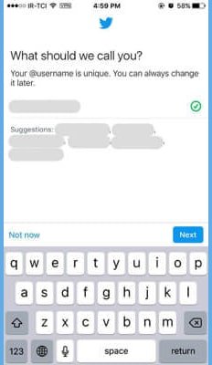 کاربری یعنی username خود را برای این حساب انتخاب کنید. min - آموزش ساخت حساب کاربری توییتر